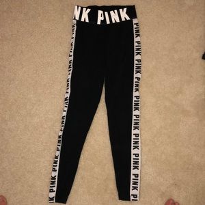PINK VICTORIA SECRET BLACK LEGGINGS